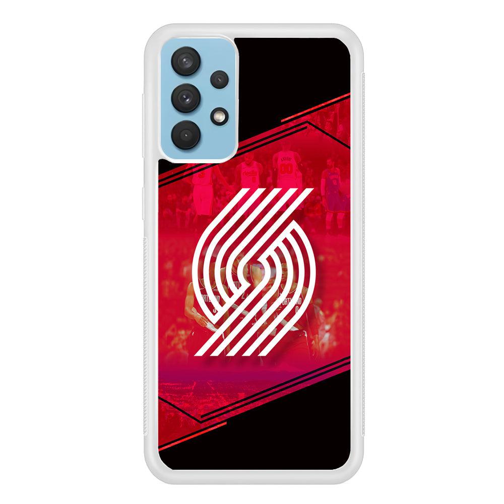 Portland Trail Blazers Silhouette on Red Samsung Galaxy A32 Case-Oxvistore