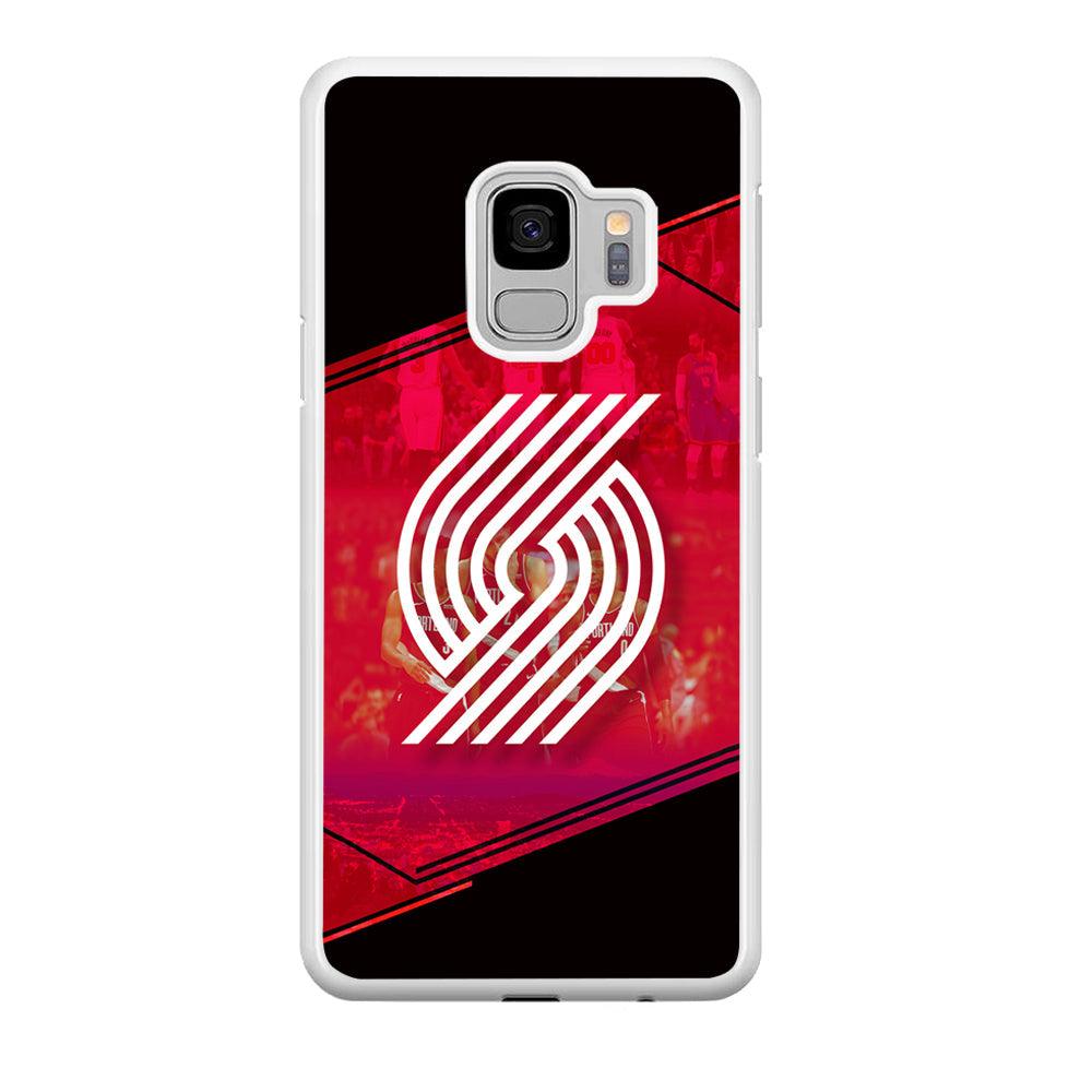 Portland Trail Blazers Silhouette on Red Samsung Galaxy S9 Case-Oxvistore