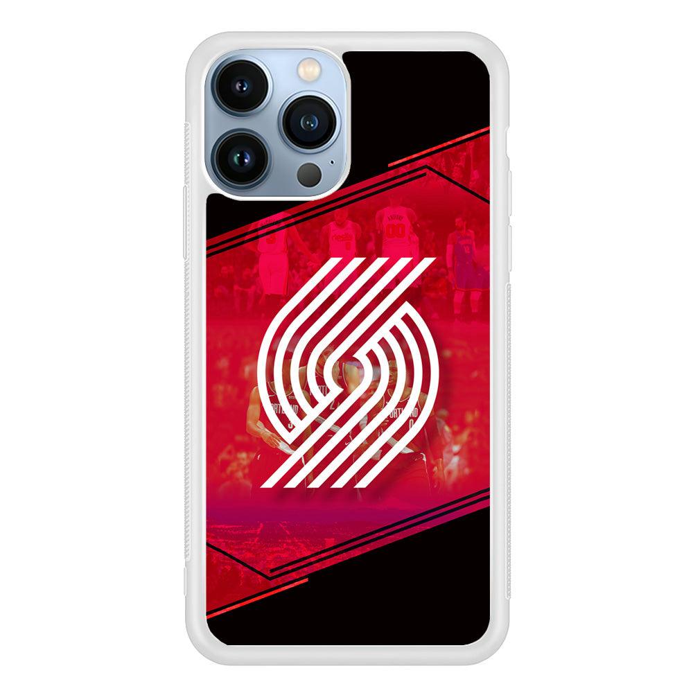 Portland Trail Blazers Silhouette on Red iPhone 13 Pro Case-Oxvistore