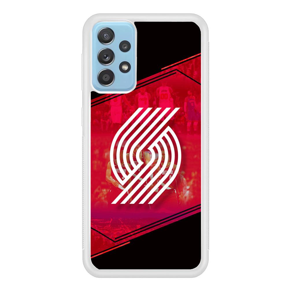 Portland Trail Blazers Silhouette on Red Samsung Galaxy A52 Case-Oxvistore