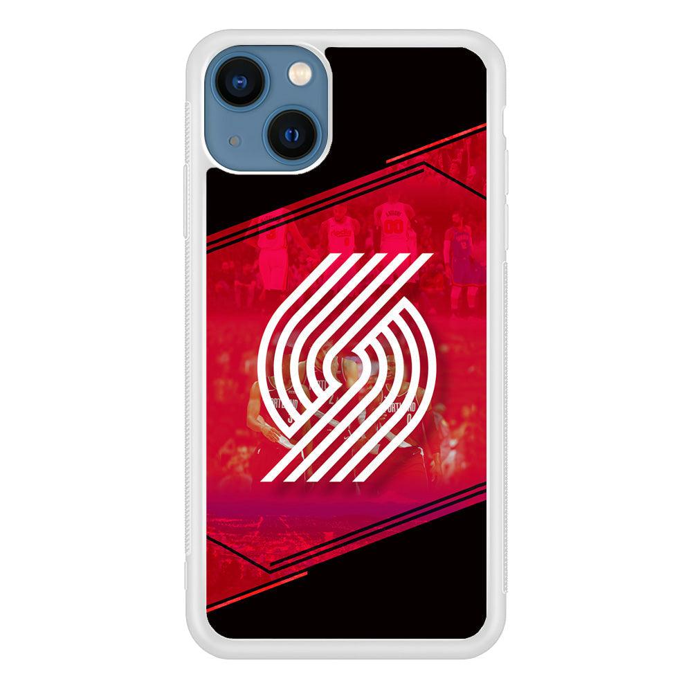 Portland Trail Blazers Silhouette on Red iPhone 14 Plus Case-Oxvistore