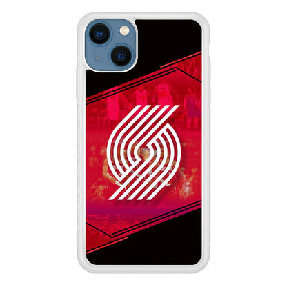 Portland Trail Blazers Silhouette on Red iPhone 14 Plus Case-Oxvistore