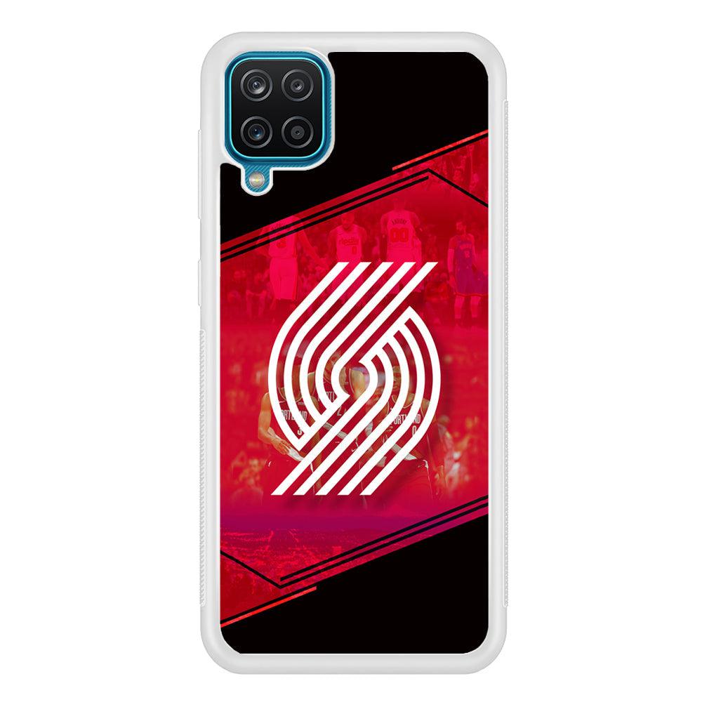 Portland Trail Blazers Silhouette on Red Samsung Galaxy A12 Case-Oxvistore