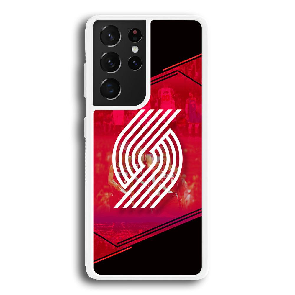 Portland Trail Blazers Silhouette on Red Samsung Galaxy S21 Ultra Case-Oxvistore