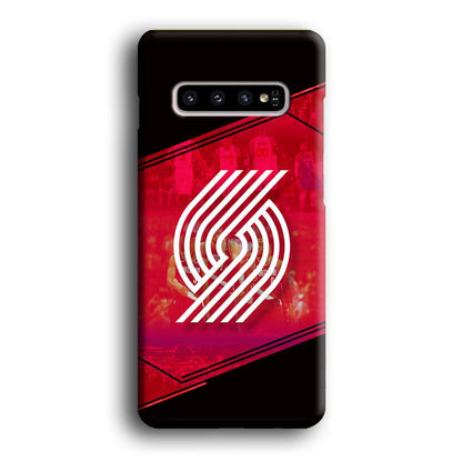 Portland Trail Blazers Silhouette on Red Samsung Galaxy S10 Case-Oxvistore