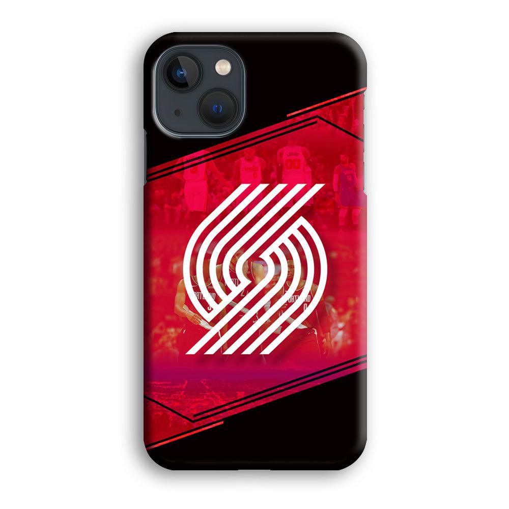 Portland Trail Blazers Silhouette on Red iPhone 15 Plus Case-Oxvistore