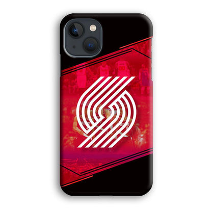 Portland Trail Blazers Silhouette on Red iPhone 14 Plus Case-Oxvistore