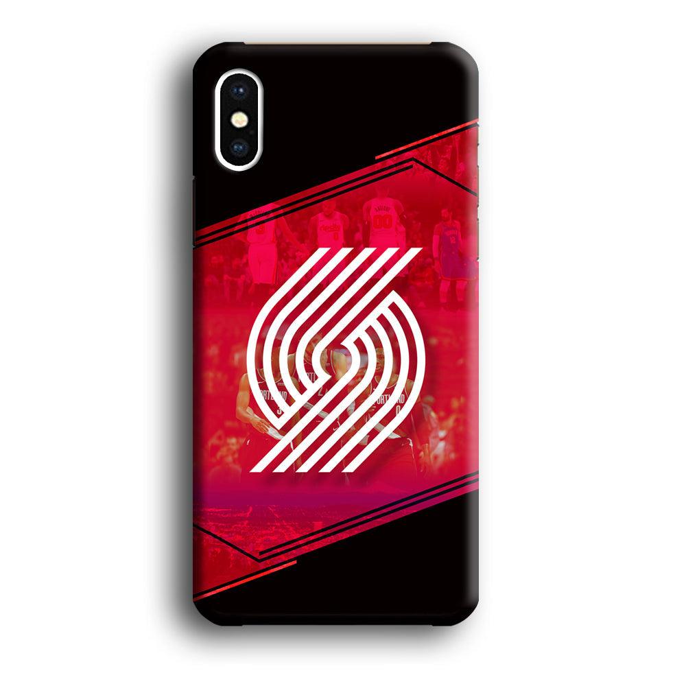 Portland Trail Blazers Silhouette on Red iPhone Xs Max Case-Oxvistore