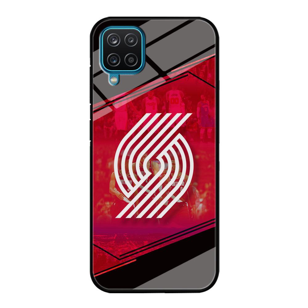 Portland Trail Blazers Silhouette on Red Samsung Galaxy A12 Case-Oxvistore