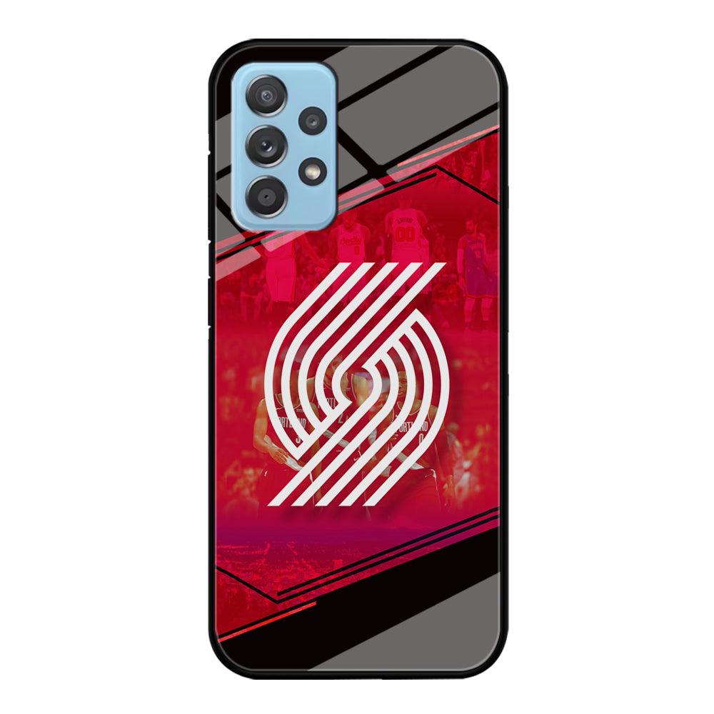 Portland Trail Blazers Silhouette on Red Samsung Galaxy A72 Case-Oxvistore