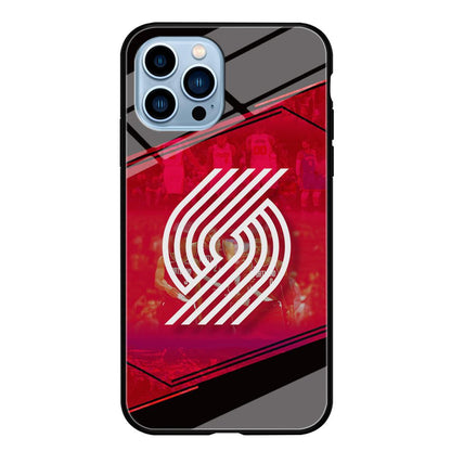 Portland Trail Blazers Silhouette on Red iPhone 14 Pro Case-Oxvistore