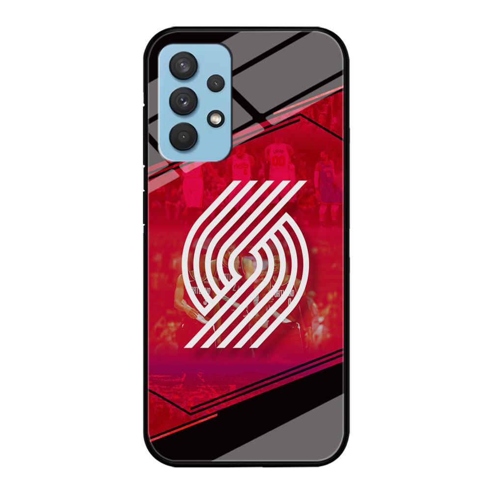 Portland Trail Blazers Silhouette on Red Samsung Galaxy A32 Case-Oxvistore