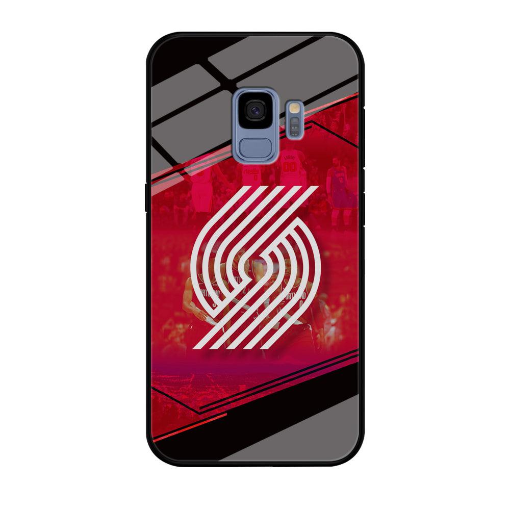 Portland Trail Blazers Silhouette on Red Samsung Galaxy S9 Case-Oxvistore