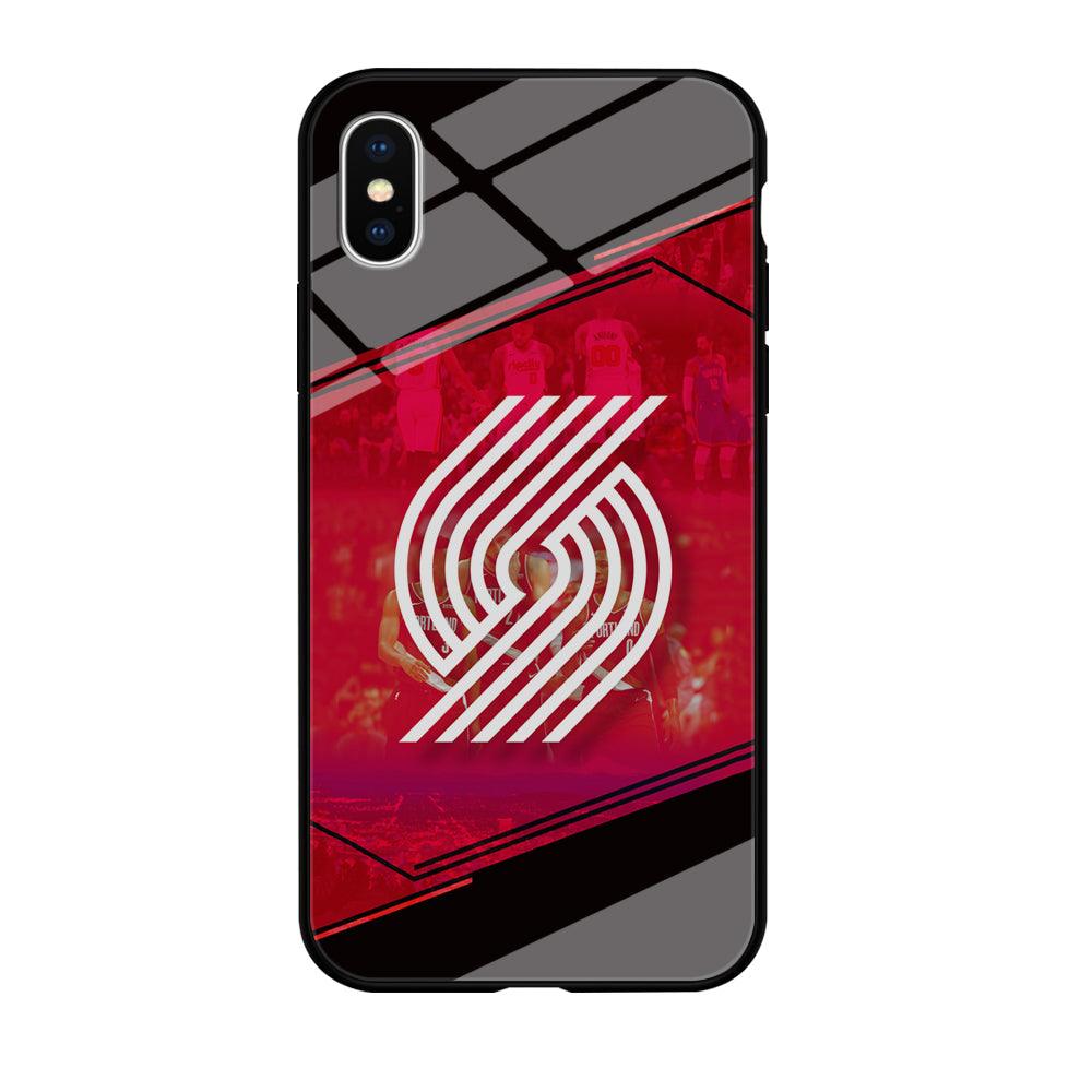 Portland Trail Blazers Silhouette on Red iPhone XS Case-Oxvistore