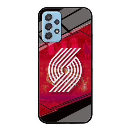 Portland Trail Blazers Silhouette on Red Samsung Galaxy A52 Case-Oxvistore