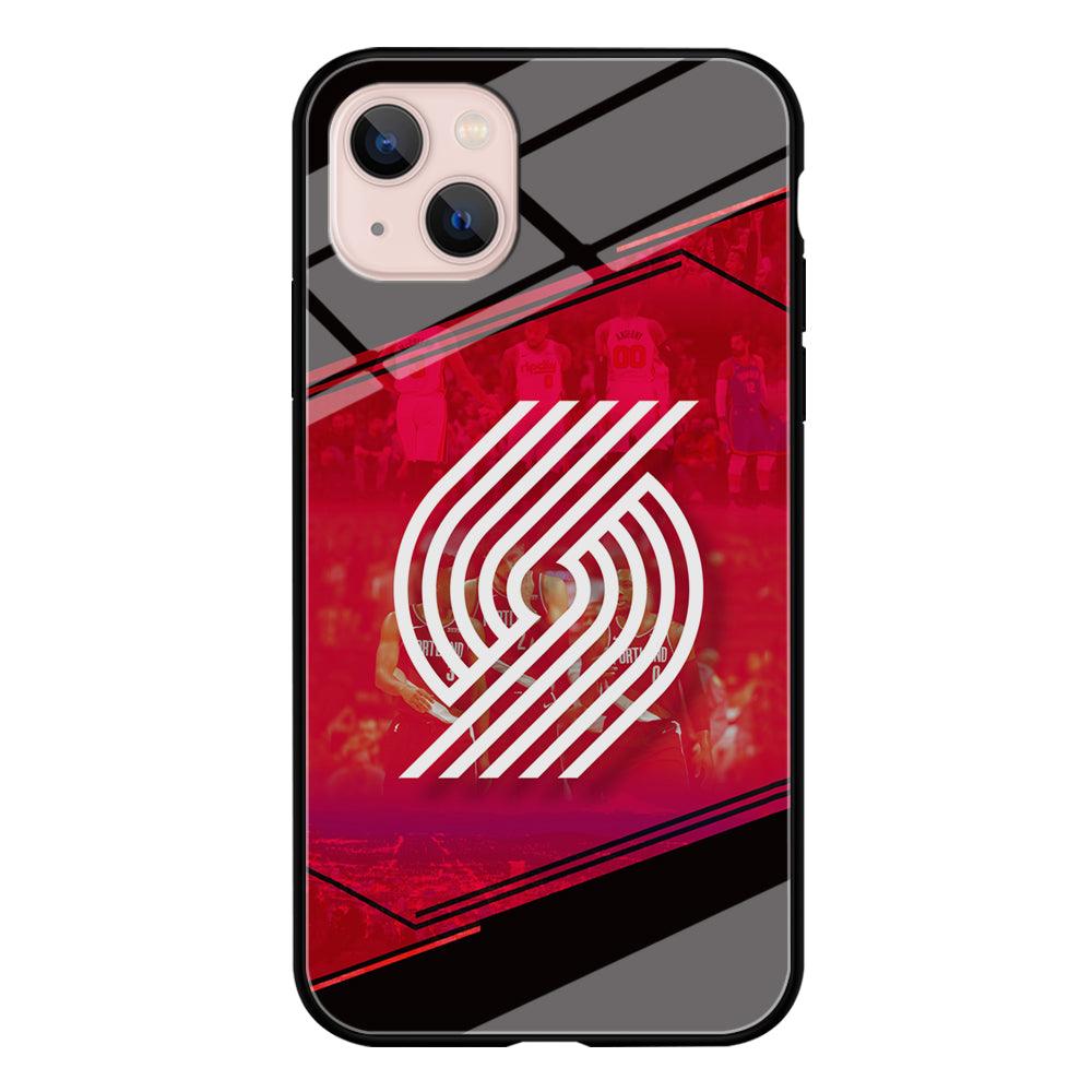 Portland Trail Blazers Silhouette on Red iPhone 14 Plus Case-Oxvistore