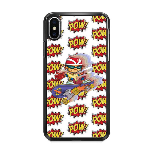 Pow Pow Skate Shadow iPhone XS MAX Case-Rubber White (2D Case)-Oxvistore