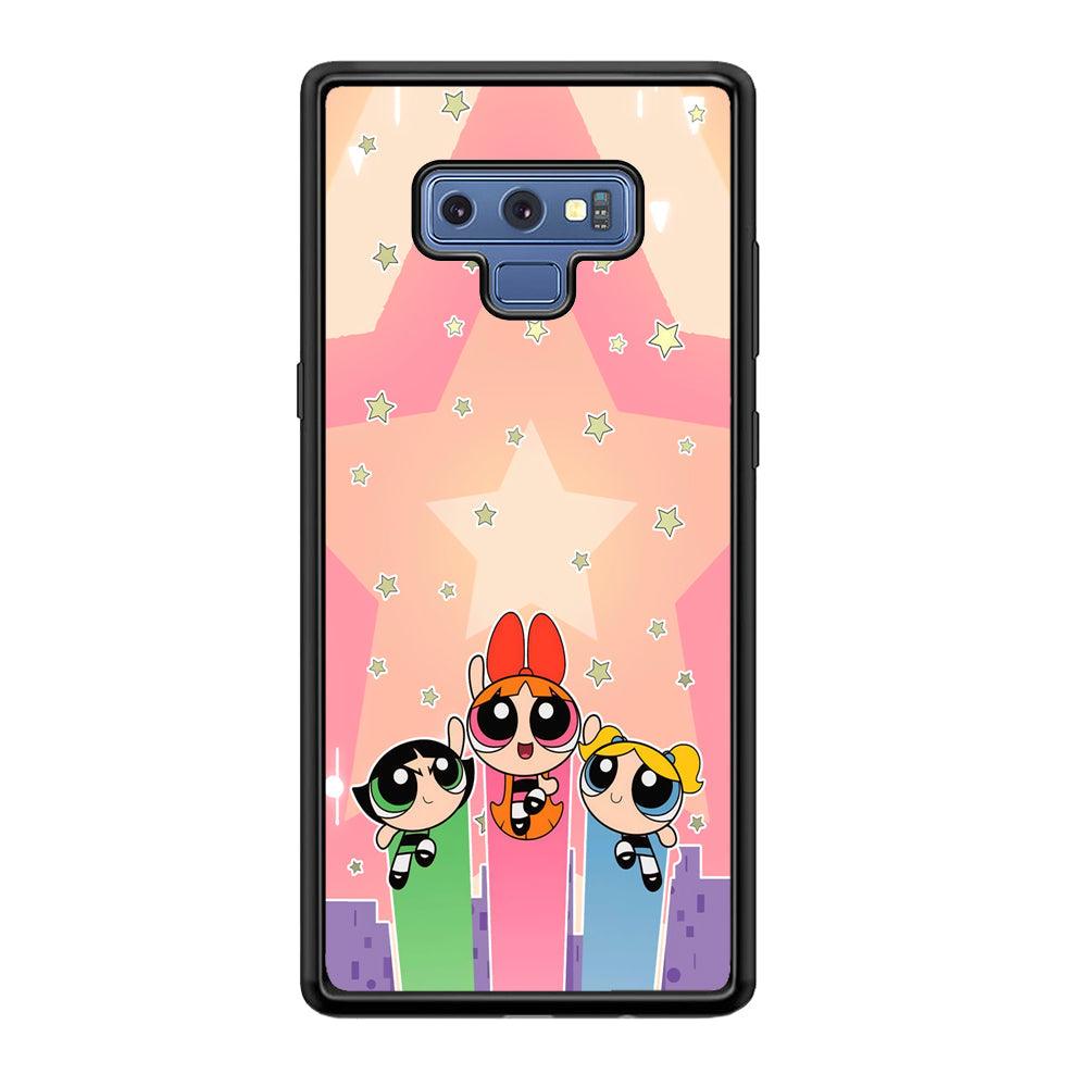 Powerpuff Girls Jump Into Universe Samsung Galaxy Note 9 Case-Rubber Black (2D Case)-Oxvistore