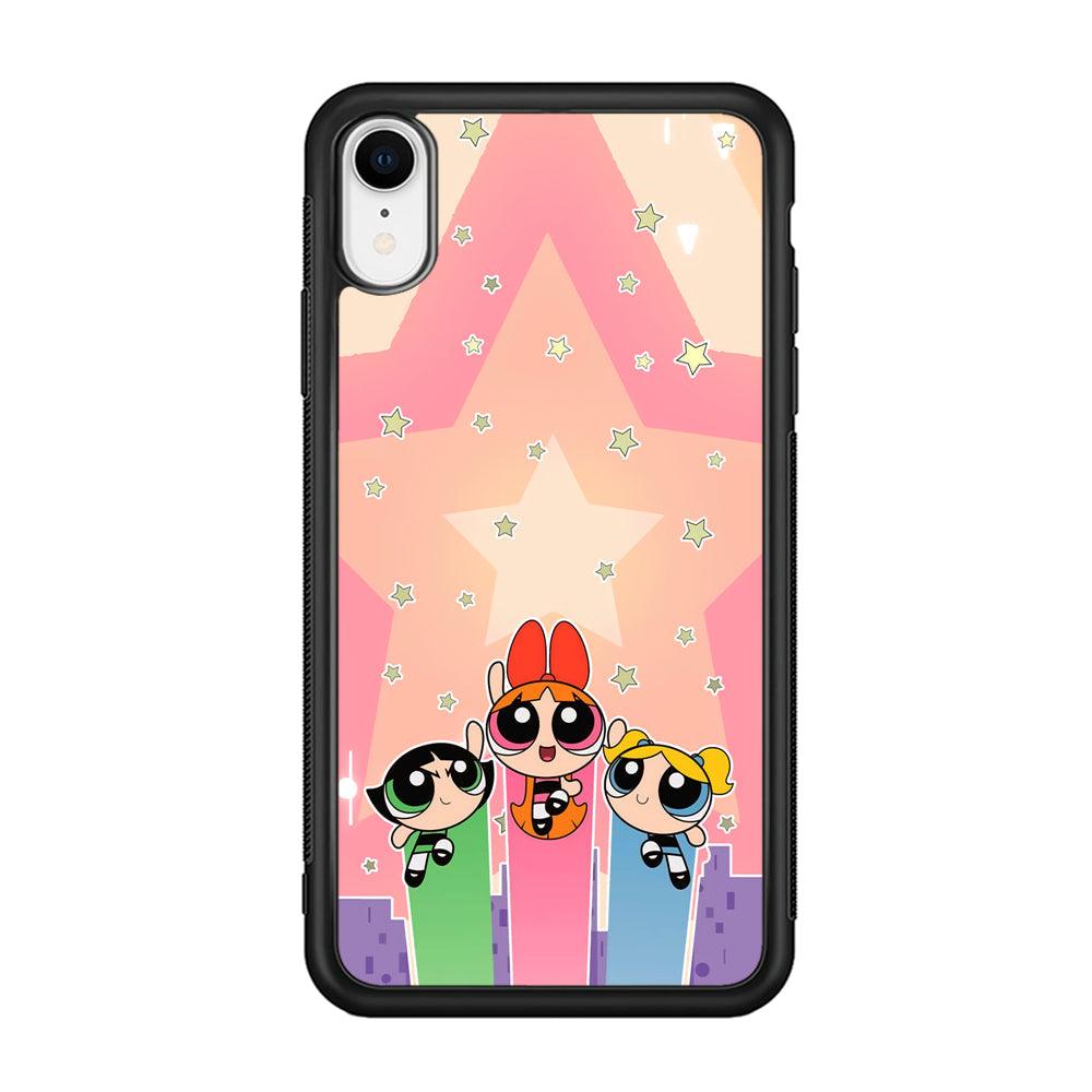Powerpuff Girls Jump Into Universe iPhone XR Case-Rubber Black (2D Case)-Oxvistore