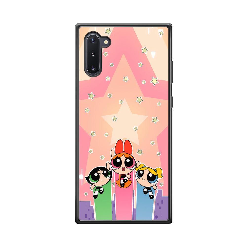 Powerpuff Girls Jump Into Universe Samsung Galaxy Note 10 Case-Rubber Black (2D Case)-Oxvistore