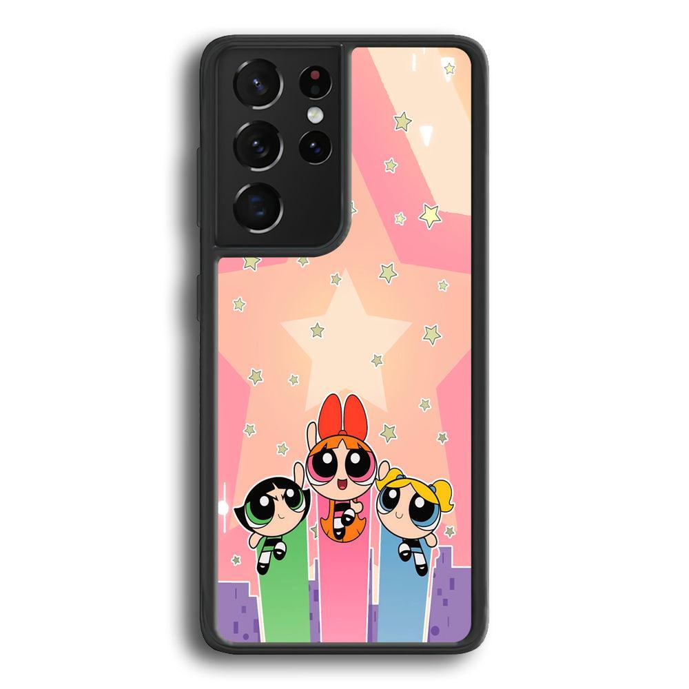 Powerpuff Girls Jump Into Universe Samsung Galaxy S24 Ultra Case-Rubber Black (2D Case)-Oxvistore