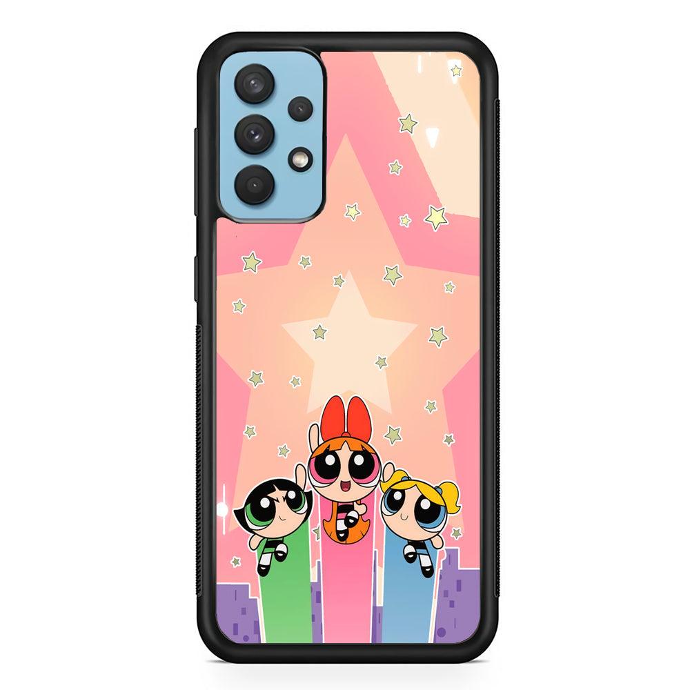 Powerpuff Girls Jump Into Universe Samsung Galaxy A32 Case-Rubber Black (2D Case)-Oxvistore