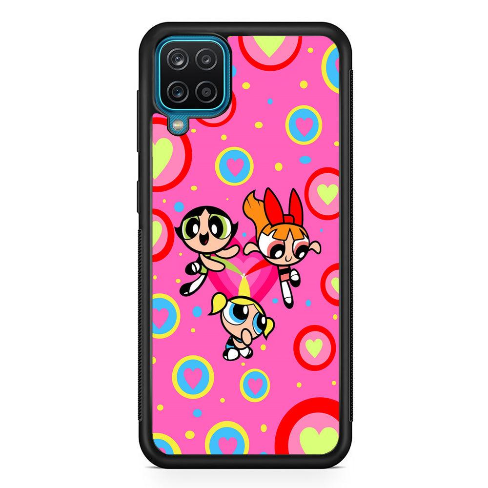 Powerpuff Girls Love Strength Samsung Galaxy A12 Case-Rubber Black (2D Case)-Oxvistore