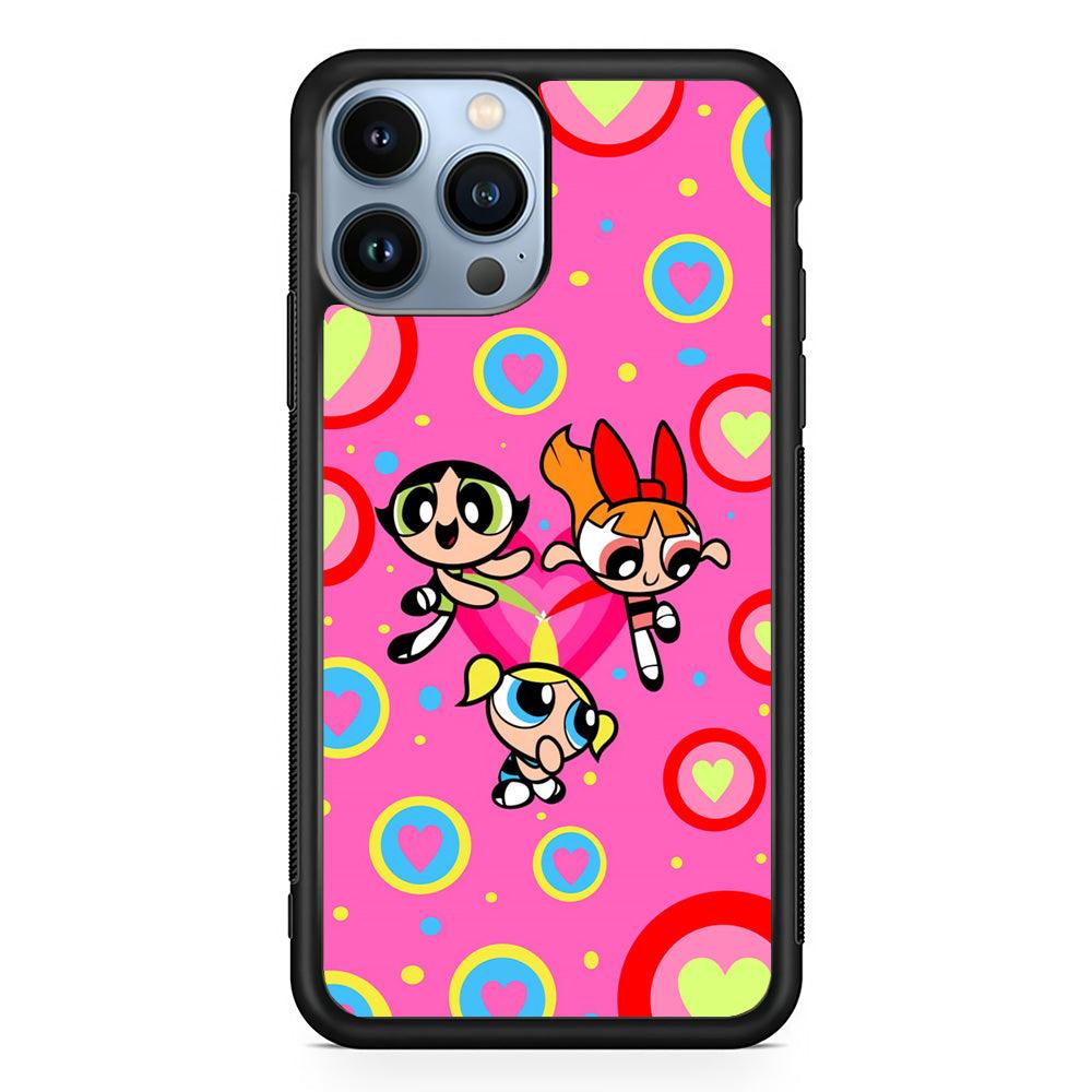Powerpuff Girls Love Strength iPhone 13 Pro Max Case-Rubber Black (2D Case)-Oxvistore