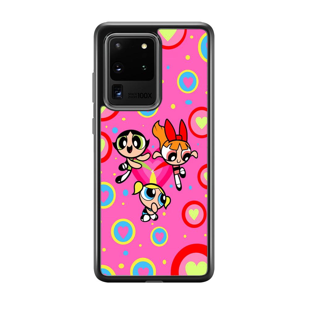 Powerpuff Girls Love Strength Samsung Galaxy S20 Ultra Case-Rubber Black (2D Case)-Oxvistore