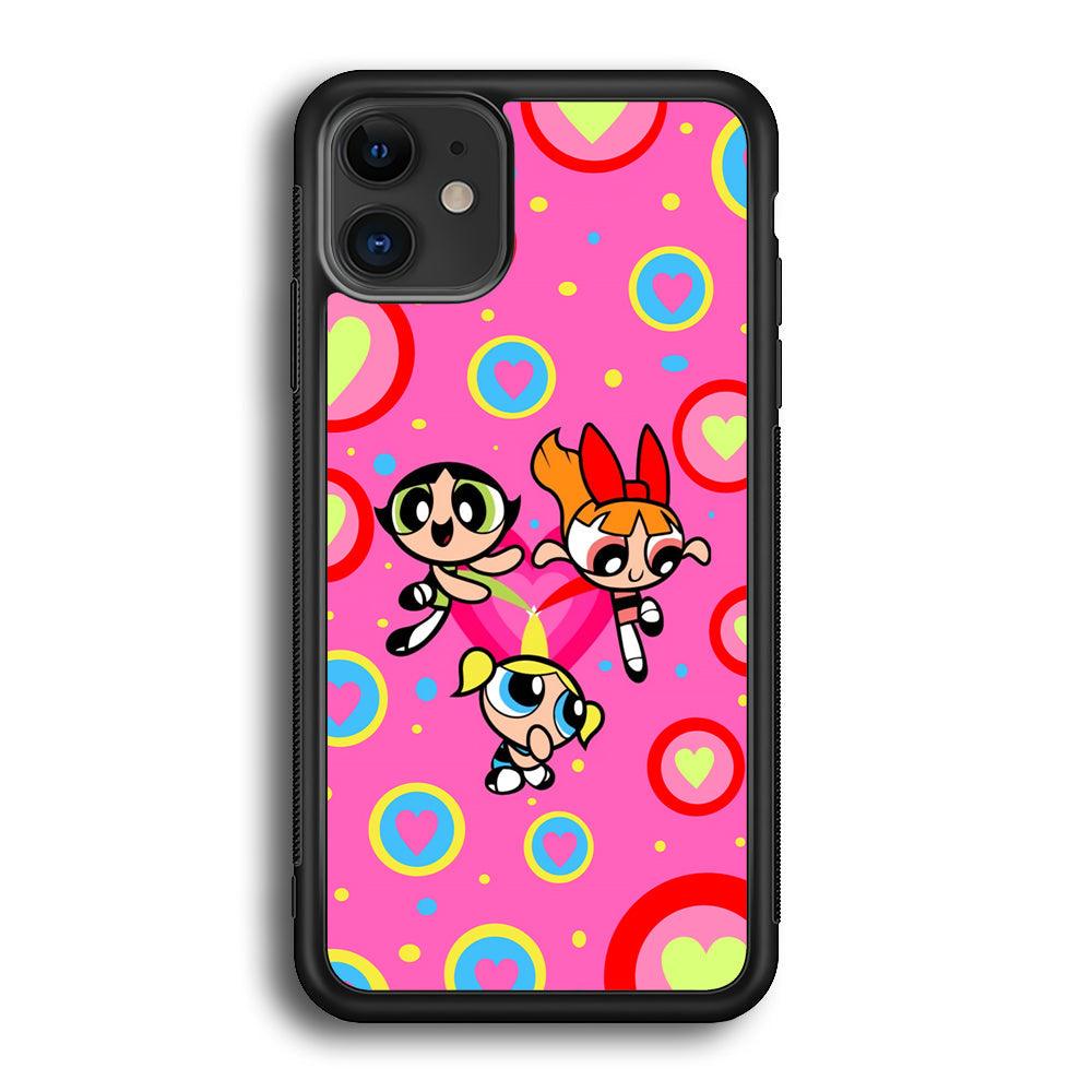 Powerpuff Girls Love Strength iPhone 11 Case-Rubber Black (2D Case)-Oxvistore