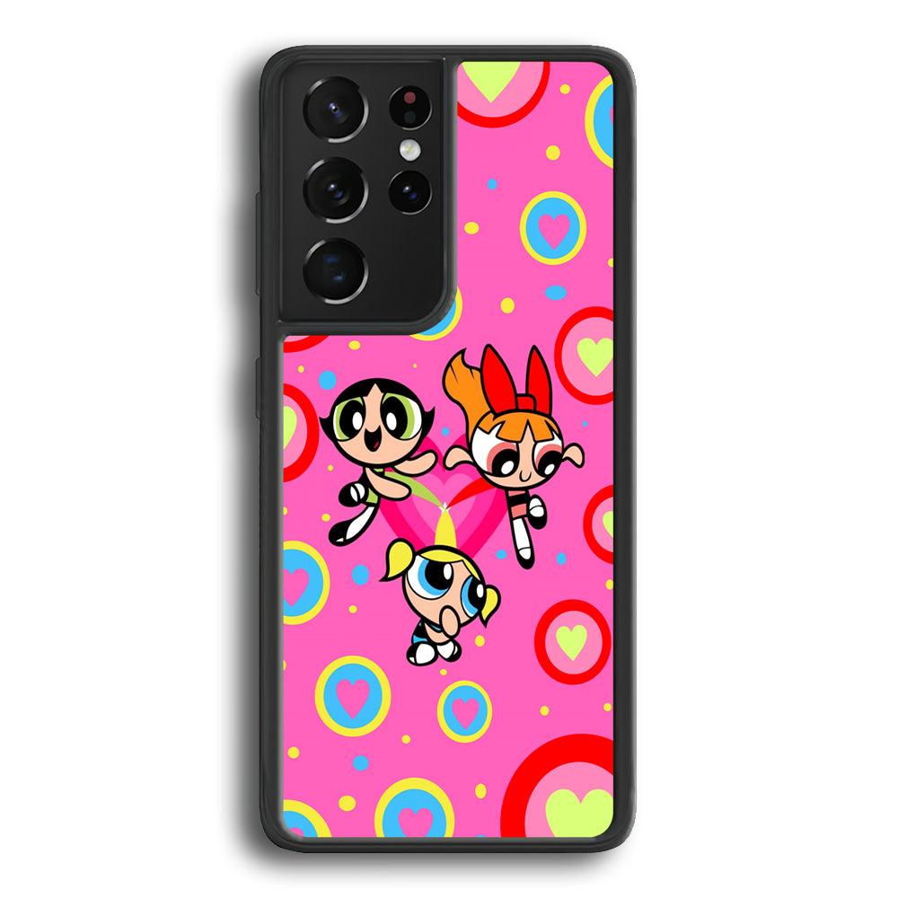 Powerpuff Girls Love Strength Samsung Galaxy S24 Ultra Case-Rubber Black (2D Case)-Oxvistore