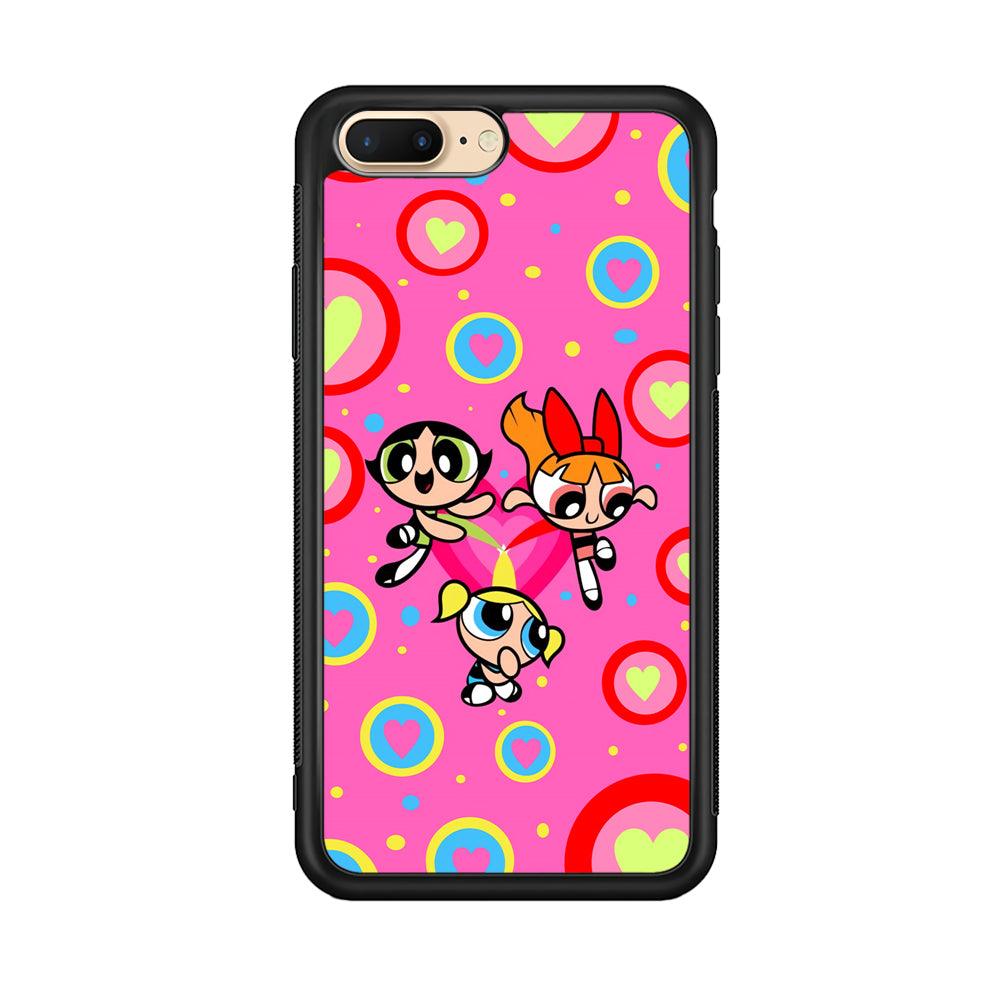 Powerpuff Girls Love Strength iPhone 7 Plus Case-Rubber Black (2D Case)-Oxvistore