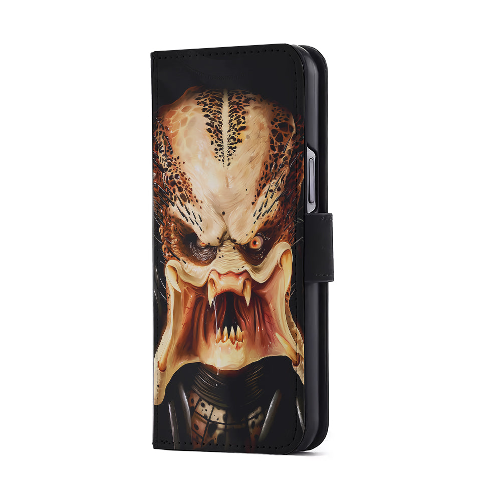 Predator Alien Face Flip Wallet Phone Case