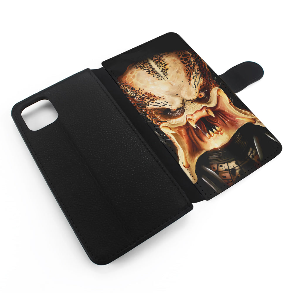 Predator Alien Face Flip Wallet Phone Case