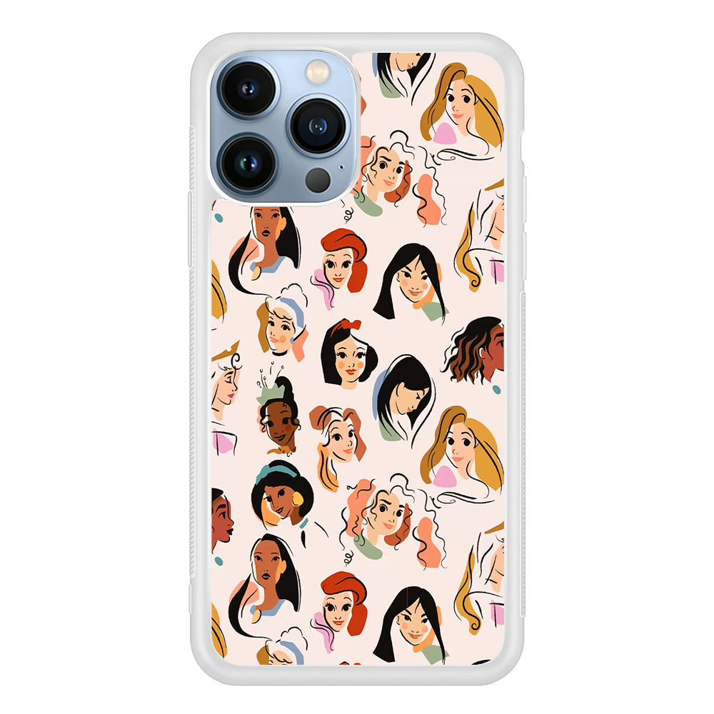 Princess Face Sketch Collection 2D Rubber Phone Case