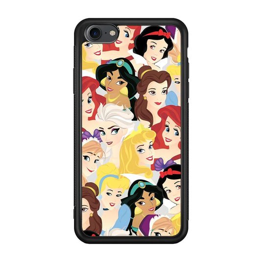 Princess of Disney Collage Beauty Face iPhone 7 Case-Rubber Black (2D Case)-Oxvistore