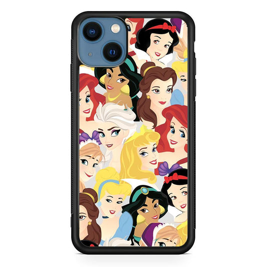 Princess of Disney Collage Beauty Face iPhone 14 Case-Rubber Black (2D Case)-Oxvistore