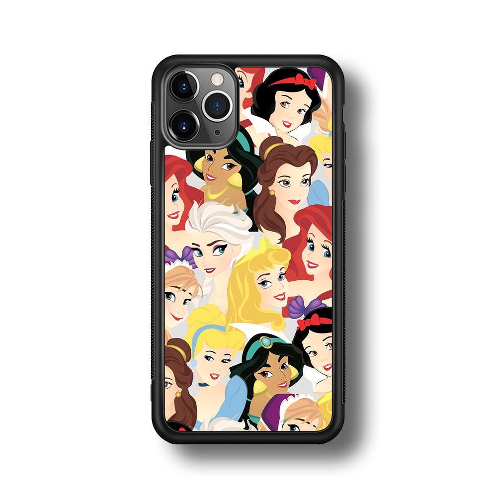 Princess of Disney Collage Beauty Face iPhone 11 Pro Max Case-Rubber Black (2D Case)-Oxvistore