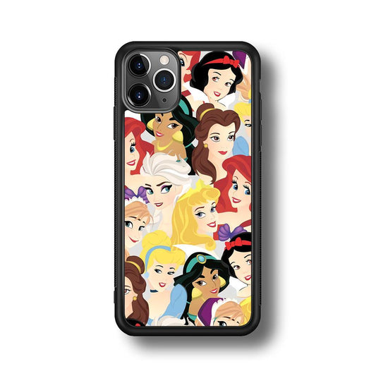 Princess of Disney Collage Beauty Face iPhone 11 Pro Max Case-Rubber Black (2D Case)-Oxvistore