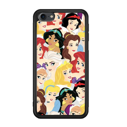 Princess of Disney Collage Beauty Face iPod Touch 6 Case-Rubber Black (2D Case)-Oxvistore