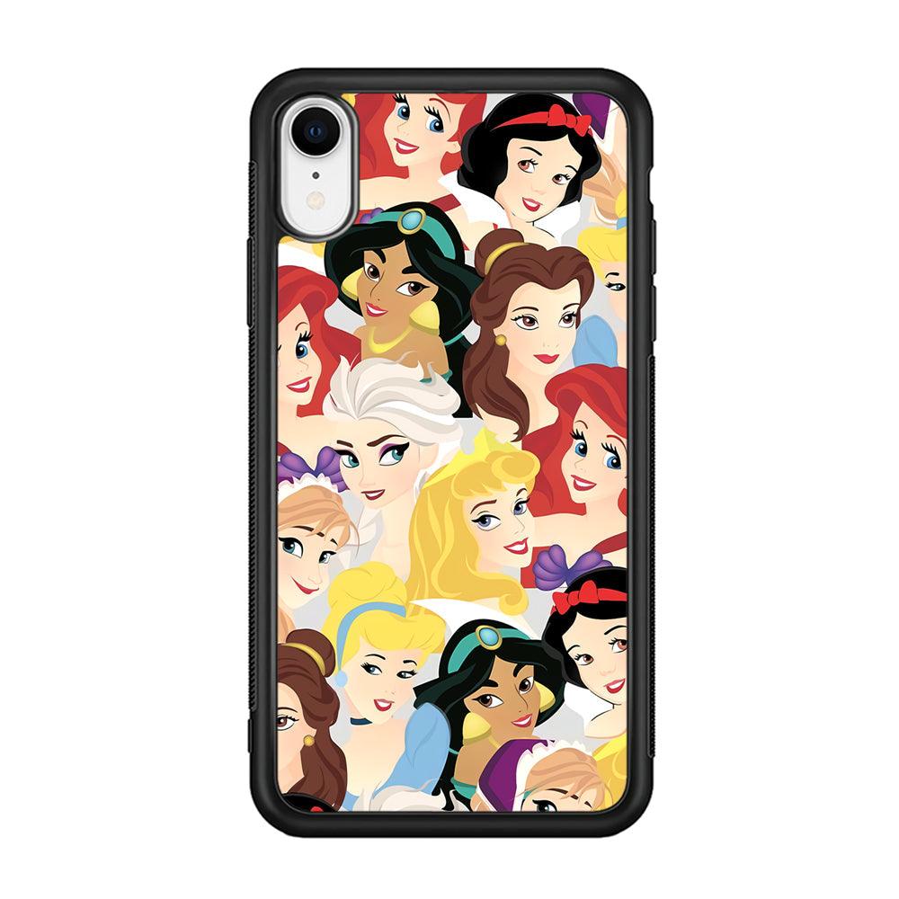 Princess of Disney Collage Beauty Face iPhone XR Case-Rubber Black (2D Case)-Oxvistore
