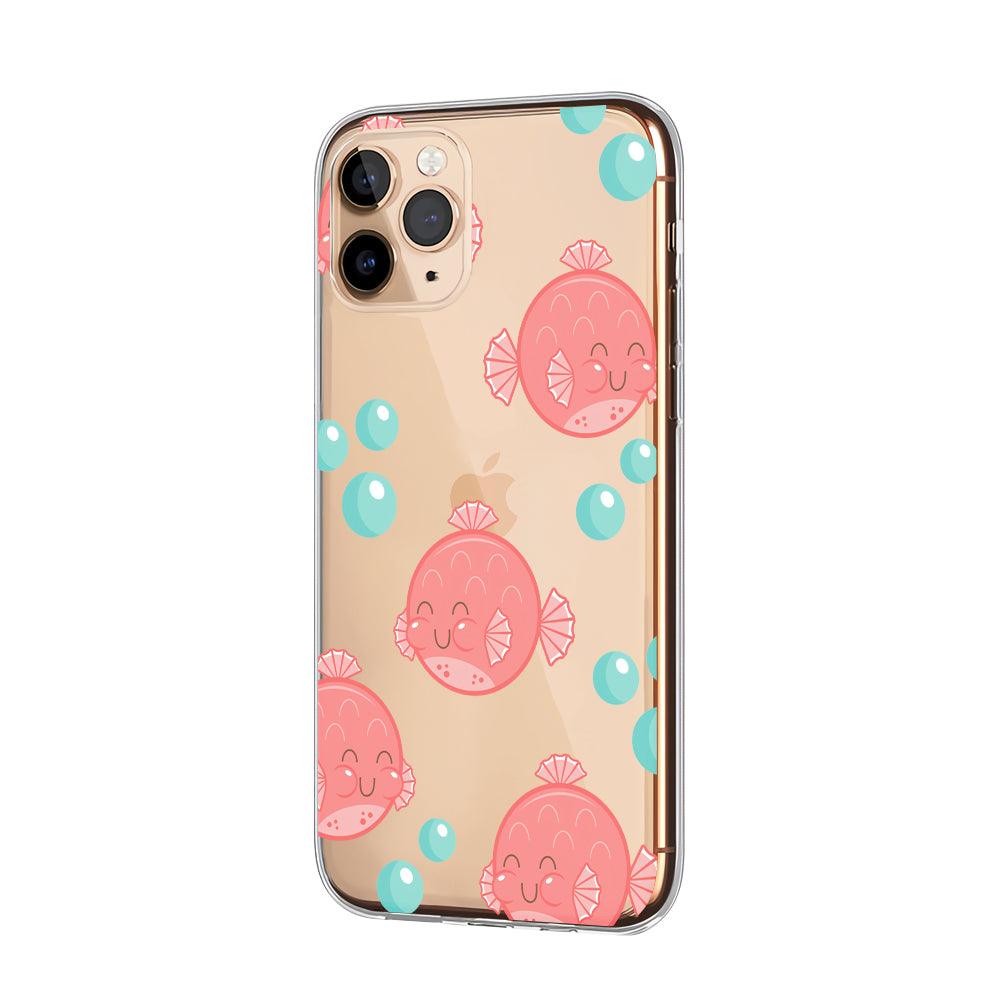 Pufferfish with Water Bubbles Clear Soft Case-Oxvistore