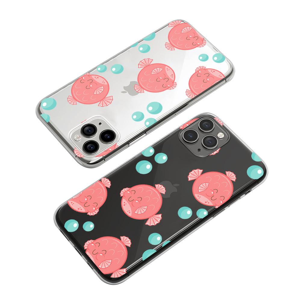 Pufferfish with Water Bubbles Clear Soft Case-Oxvistore