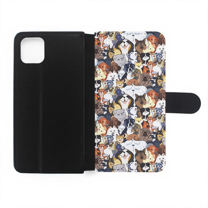 Puppy Party Pattern Flip Wallet Phone Case