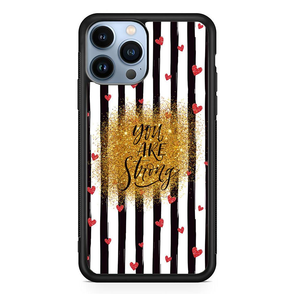 Quote Love of Strong Society iPhone 14 Pro Case-Rubber White (2D Case)-Oxvistore