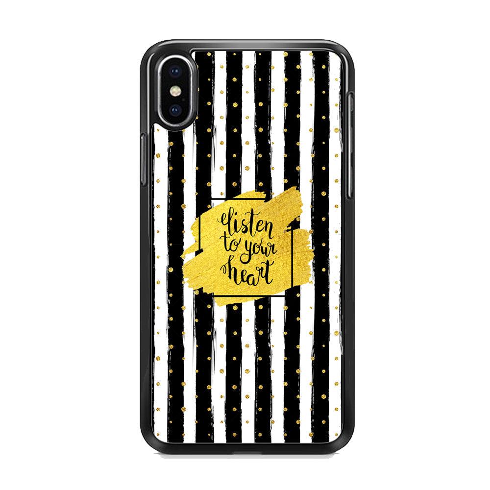 Quote Love The Voice of Heart iPhone XS MAX Case-Rubber Black (2D Case)-Oxvistore