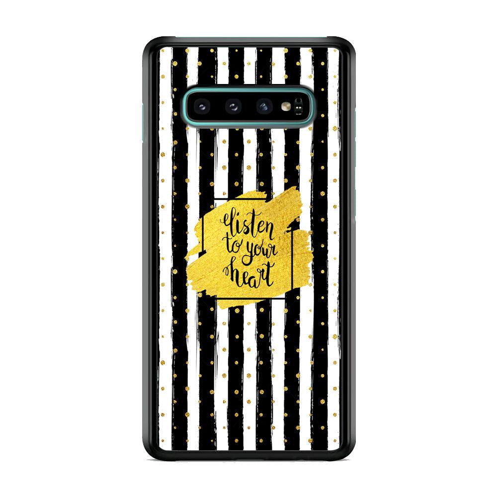 Quote Love The Voice of Heart Samsung Galaxy S10 Case-Rubber White (2D Case)-Oxvistore