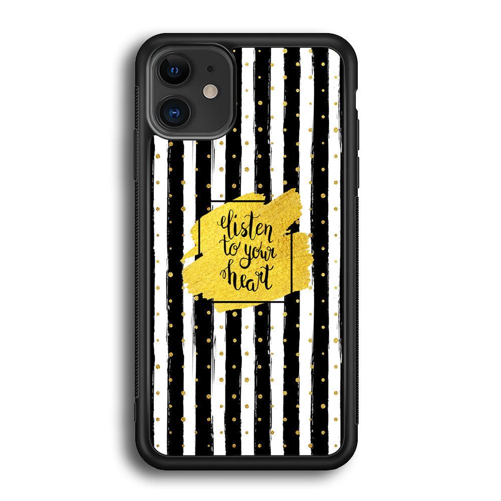 Quote Love The Voice of Heart iPhone 11 Case-Rubber Black (2D Case)-Oxvistore