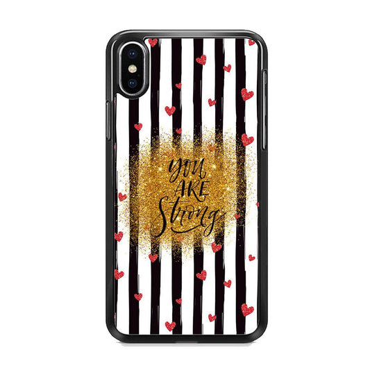 Quote Love of Strong Society iPhone XS MAX Case-Rubber White (2D Case)-Oxvistore
