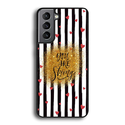 Quote Love of Strong Society Samsung Galaxy S22 Case-Rubber White (2D Case)-Oxvistore